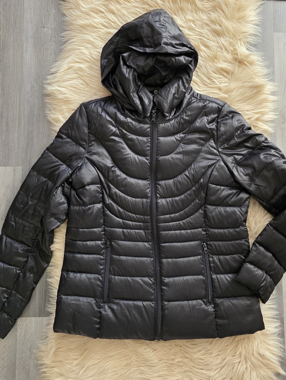 A.N.A. A New Approach Premium Down Filled Puffer Jacket Black Women's Size Large